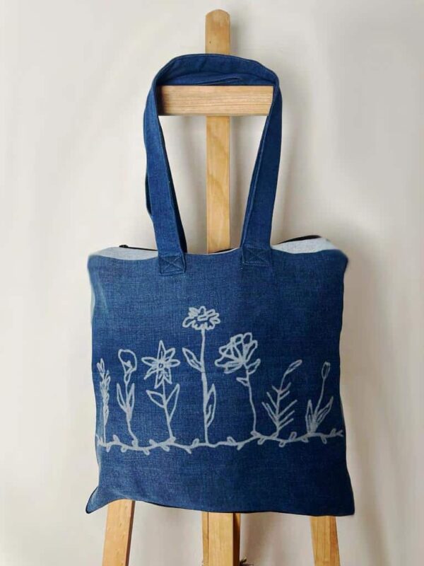 Flower Print Denim Bag