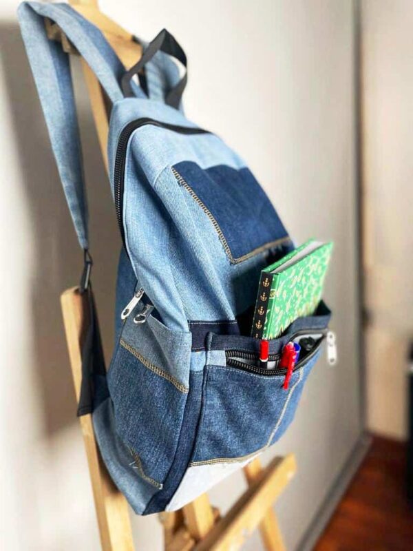 Patchwork Denim Backpack